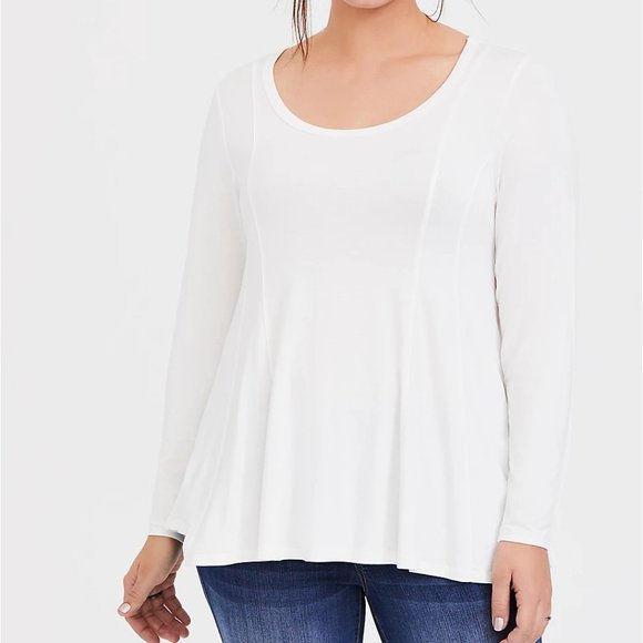 torrid Tops - Torrid 2X 3X Top Tee White Fit & Flare Long Sleeve